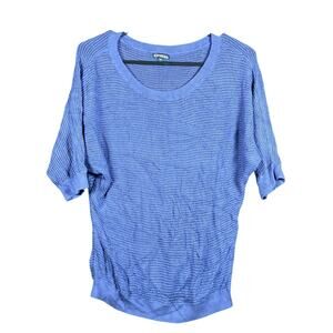 Express Womens Sweater Purple Crew Neck Open Weave Knit Dolman Sleeve Sheer M